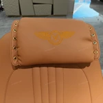 Caramel Leather Accent Chair with Channel-Tufted Back and High-Gloss Wood Sides